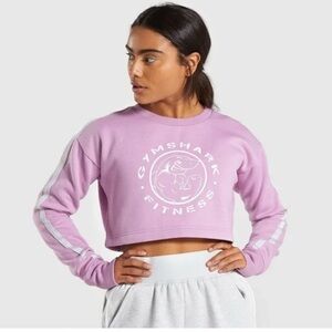 Gymshark Women's Pink Logo Crop‎ Sweatshirt